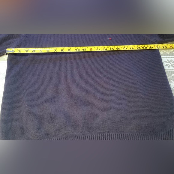 Tommy Hilfiger Sweater Men’s Large Crewneck Cotton Navy - Picture 8 of 11